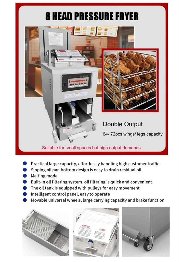 Auto Lift 8-Head Gas Chicken Pressure Fryer manufacturers