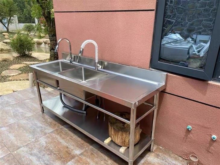 Double Sink With Drain Board best